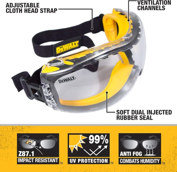 DeWalt Concealer Safety Goggles, DPG82-11C, Clear - Image 2